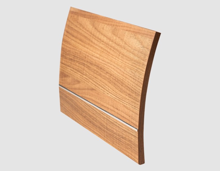 A sample of a curved cabinet door made by Genesis Products