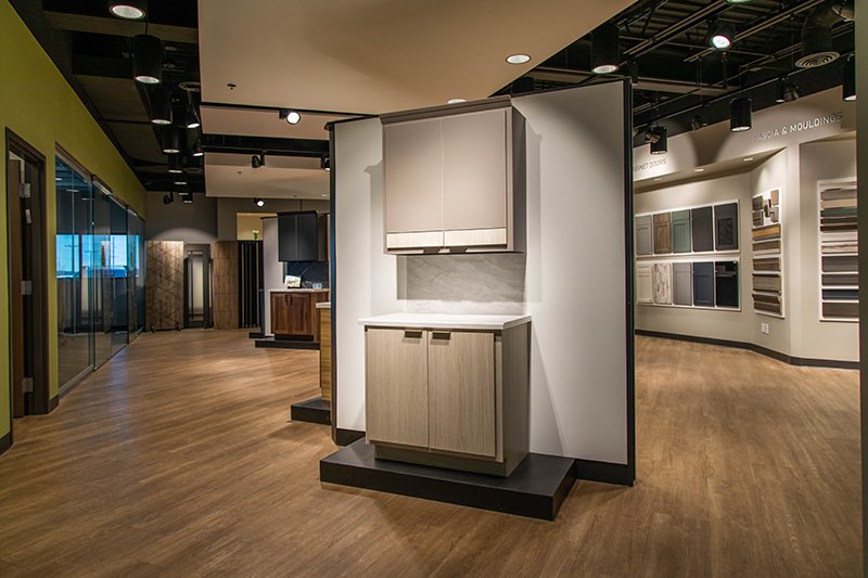 Model display of wooden cabinets.